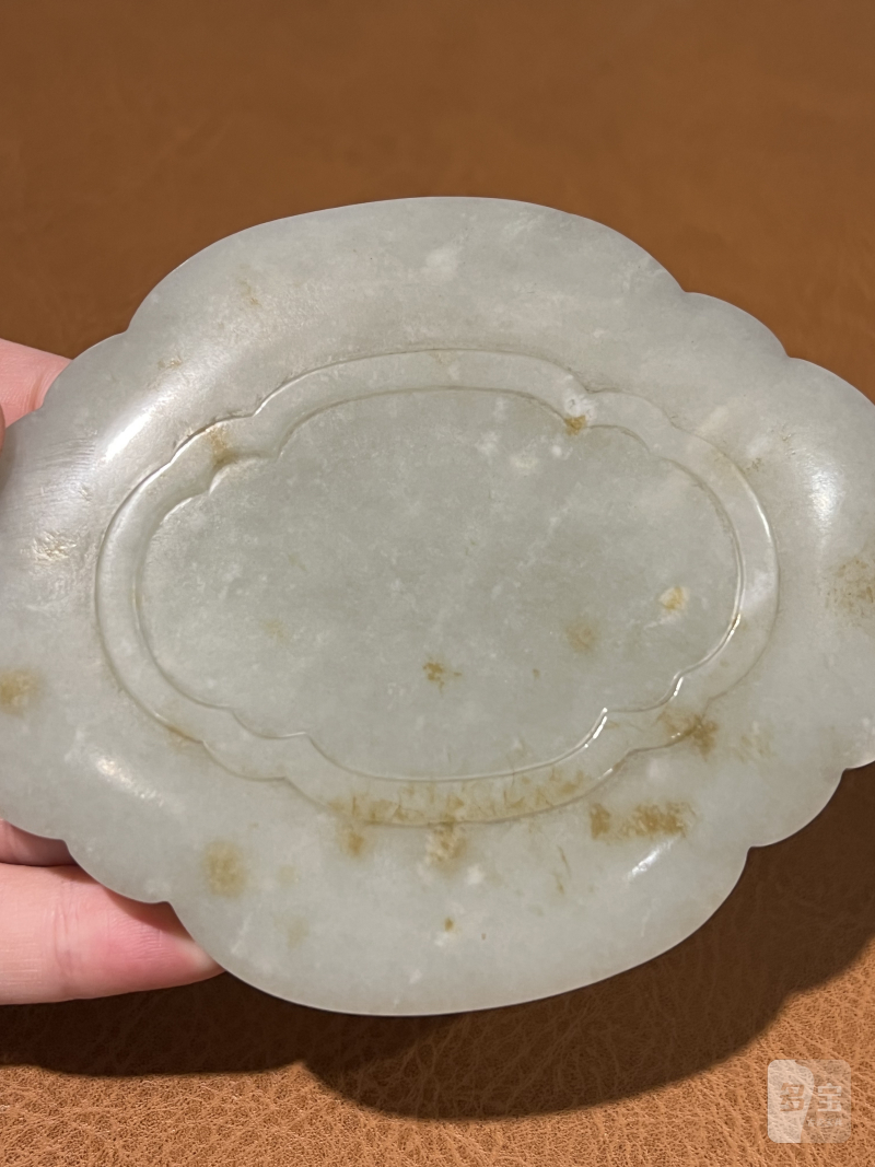 清 白玉海棠形香盘 - 图7